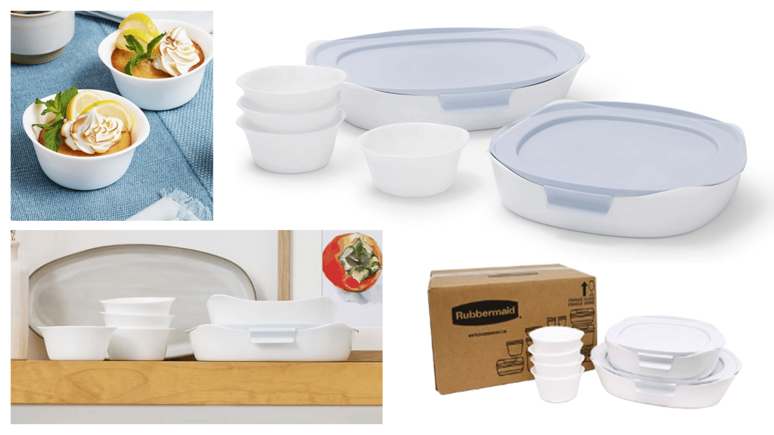 E - Rubbermaid 8Pc Bakeware Set + Lids 