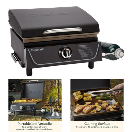 E7 - 17” Portable Tabletop Gas Griddle With Lid