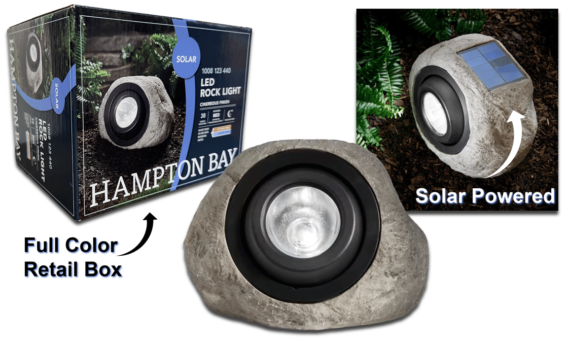 E8 - Hampton Bay Solar LED Color changing Rock Spotlight